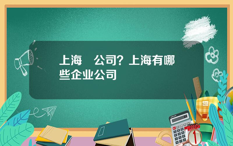 上海   公司？上海有哪些企业公司